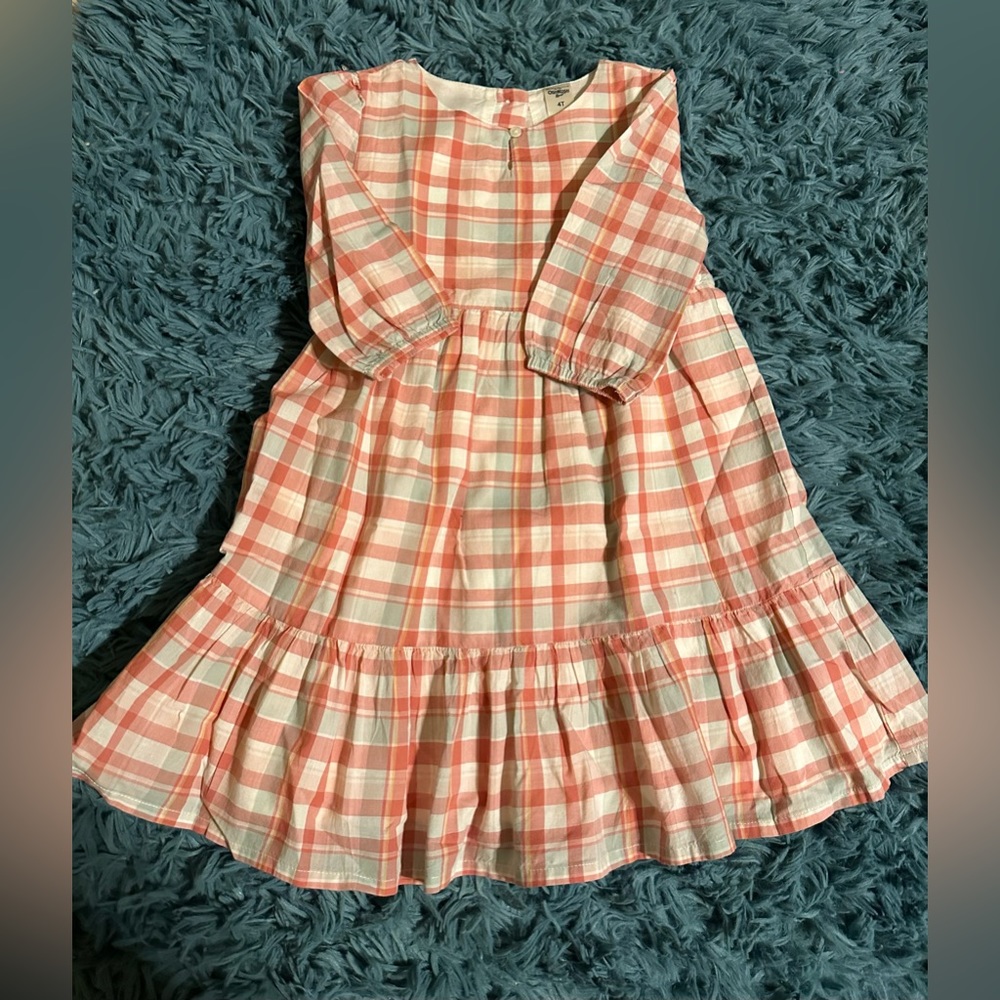 Oshkosh Girls Pink Plaid Dress Size 4T